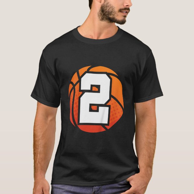 Kids Basketball Birthday Number 2 for Two Year Old T-Shirt (Front)