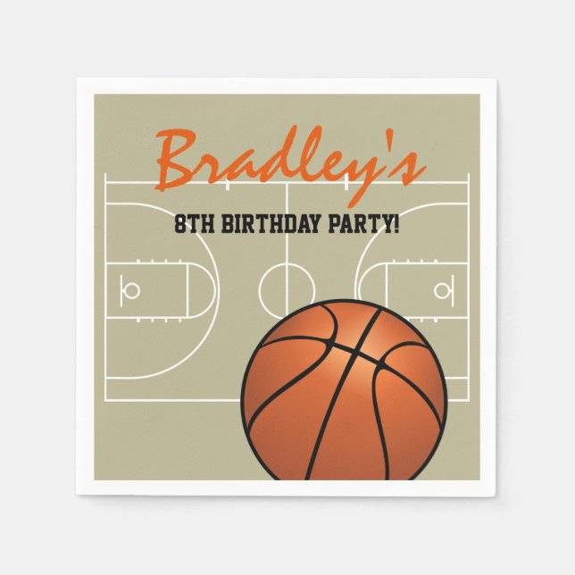 Kids Basketball Birthday Party Napkin (Front)