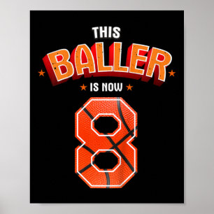 Kids Basketball Boys 8th Birthday This Baller Is N Poster