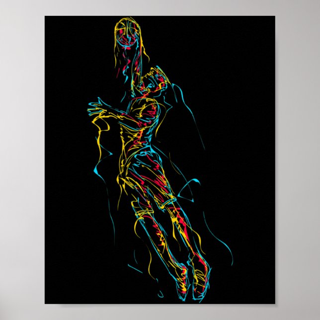 Kids Basketball Player Abstract Dad Game Poster (Front)
