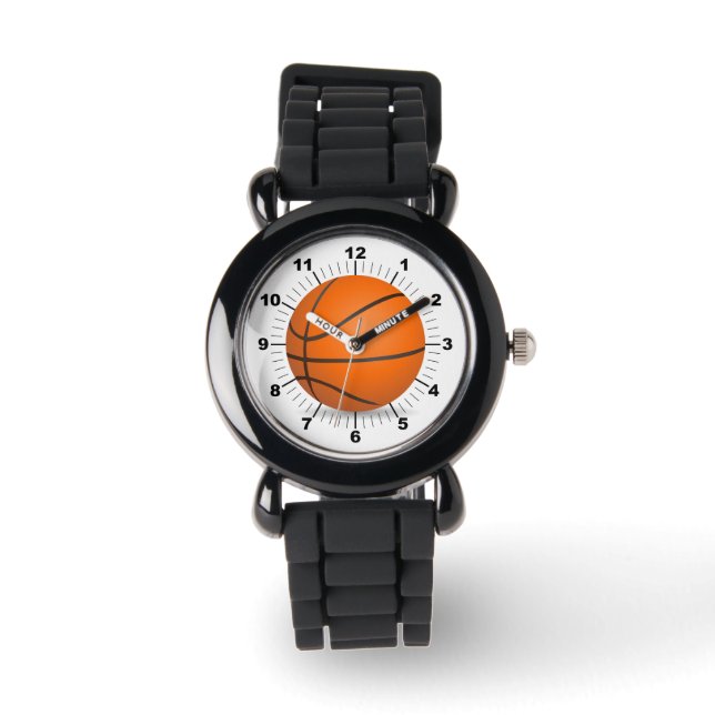 Kid's Basketball Silver Glitter Strap Watch (Front)