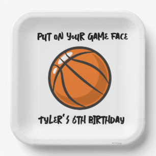 Kids Basketball Sports Birthday Party Paper Plate