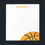 Kids Basketball Sports Personalised Orange Cool Notepad<br><div class="desc">Kids Basketball Sports Personalised Orange Cool Note Pad. Customise these fun sports themed pad of paper with your child's name at the top in bright orange font. A rustic vintage orange and black basketball on the bottom of the post it note adds a fun sporty touch. Great for basketball fans,...</div>