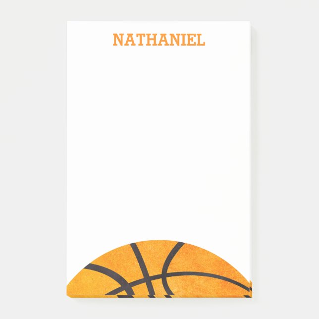 Kids Basketball Sports Personalised Orange Cool Post-it Notes (Front)