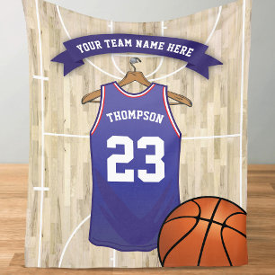 Kids Basketball Team, Name and Number Fleece Blanket