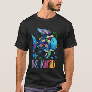 Kids Be Kind Rainbow Scale Fish Teacher Reading Bo T-Shirt