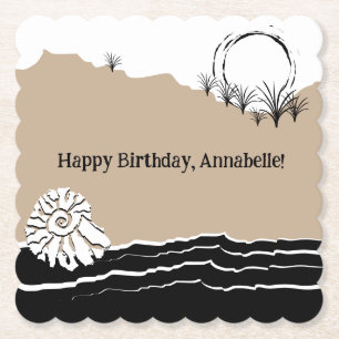 Kids Beach Birthday Party theme Paper Coaster