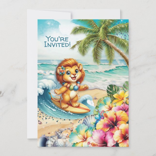 Kids Beach Party Invitation (Front)