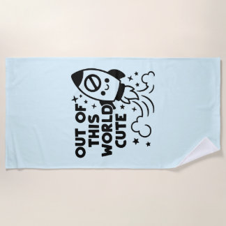 Kids' Beach Towel - Colorful Kawaii Rocket