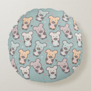 Kids Bears and Doughnuts Pattern Round Cushion