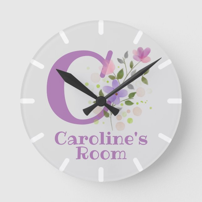 Kids Bedroom Clock with Name Caroline (Front)