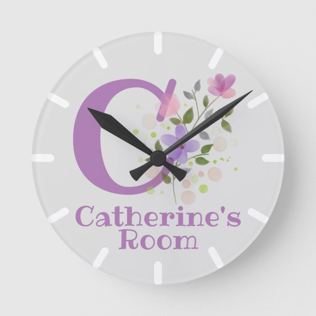 Kids Bedroom Clock with Name Catherine (Front)