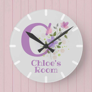 Kids Bedroom Clock with Name Chloe