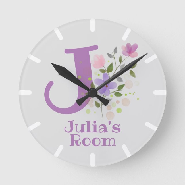 Kids Bedroom Clock with Name & Initial (Front)