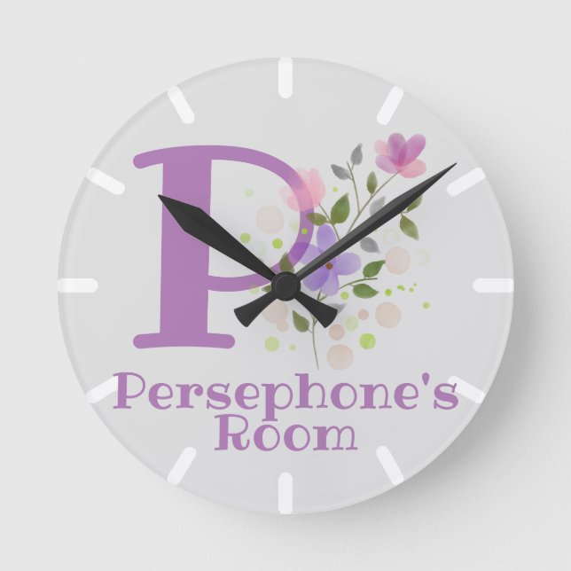Kids Bedroom Clock with Name & Initial (Front)