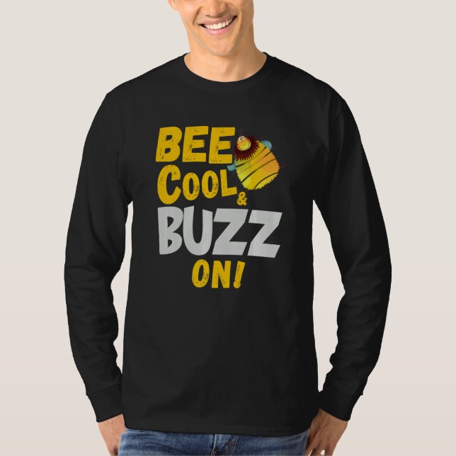 Kids Bee Cool & Buzz On  Cute  Happy Buzzing Bee T-Shirt (Front)