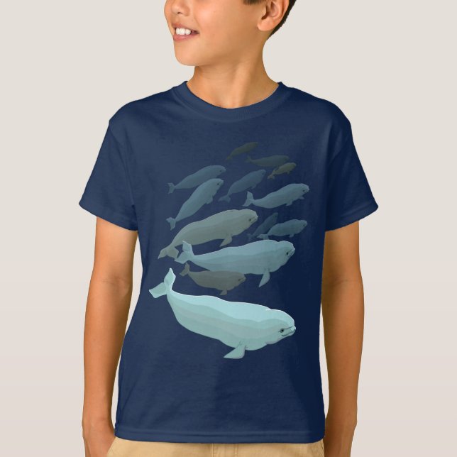 Kid's Beluga Whale T-Shirt Cute Whale Art Shirts (Front)