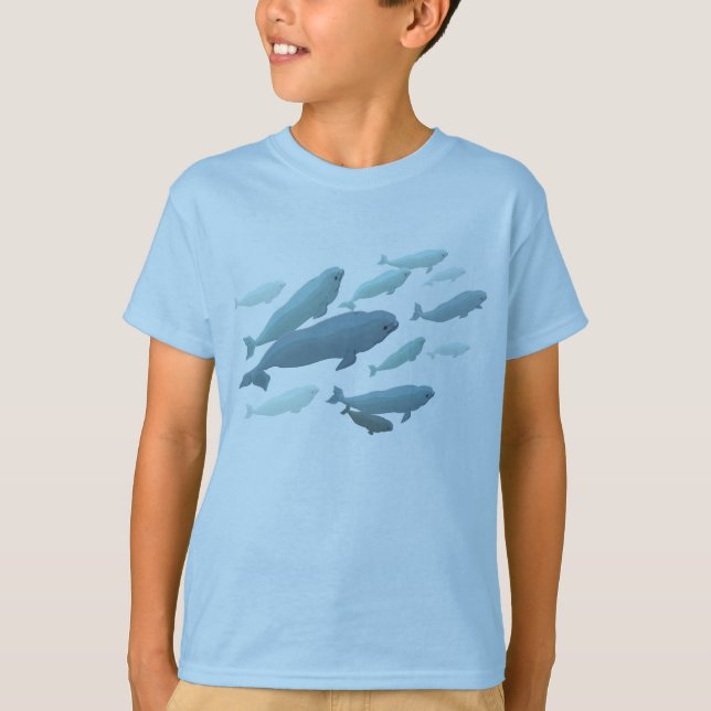 Kid's Beluga Whale T-Shirt Kid's Whale Art Shirt (Front)