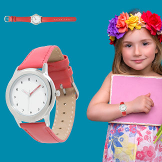 Kids Bezel Stainless Steel Red Hearts Watch