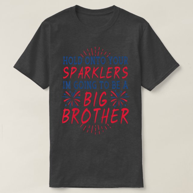 Kids Big Brother Sparkler USA 4th Of July Pregnanc T-Shirt (Design Front)