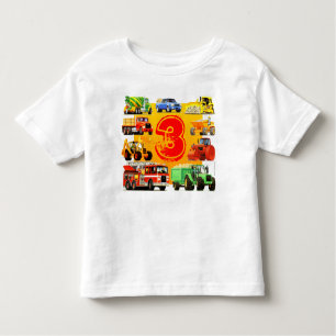 Kids Big Construction Truck 3rd Birthday Toddler T-Shirt