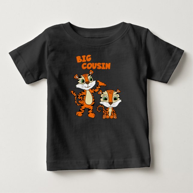 Kids big cousin boy tiger baby T-Shirt (Front)
