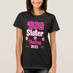 Kids Big Sister Of Twins 2023 Pregnancy Announceme T-Shirt