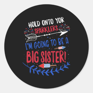 Kids Big Sister Sparkler 4th Of July Pregnancy Ann Classic Round Sticker
