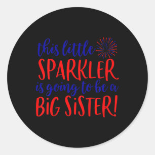 Kids Big Sister Sparkler 4th Of July Pregnancy Ann Classic Round Sticker