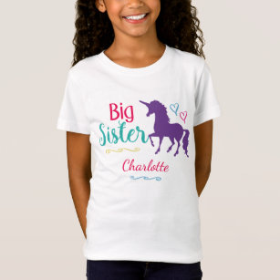 Kids Big Sister Unicorn Pretty Colourful Sisters T-Shirt