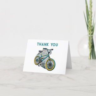 Kids Bike BMX Party. Racing adventure boy birthday Thank You Card