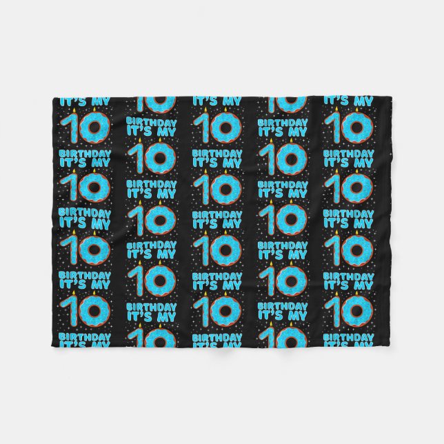 Kids Birthday 10 Year Old 10th Birthday Girl  Fleece Blanket (Front (Horizontal))