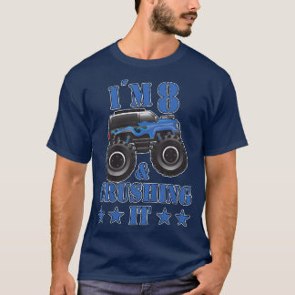 Kids Birthday 8 Years Old Monster Truck Children F T-Shirt