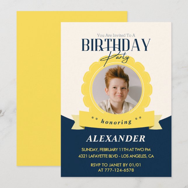 Kids birthday 8th birthday invitation Modern (Front/Back)
