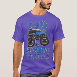 Kids Birthday 9 Years Old Monster Truck Children F T-Shirt
