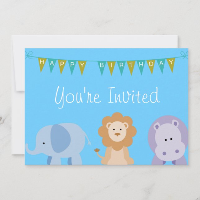 Kids Birthday Animal Invitation (Front)