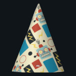 Kids Birthday Antique Robot Pattern Party Hat<br><div class="desc">original illustrated pattern of an antique robot parts and electricity bolts</div>