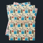Kids Birthday Antique Robot Pattern Wrapping Paper Sheet<br><div class="desc">original illustrated pattern of an antique robot parts and electricity bolts; customise the background colours on three sheets</div>