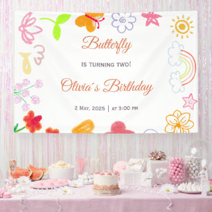 Kids Birthday Banner Purple & Yellow