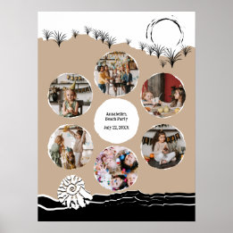 Kids Birthday Beach Party Photo Collage Template  Poster