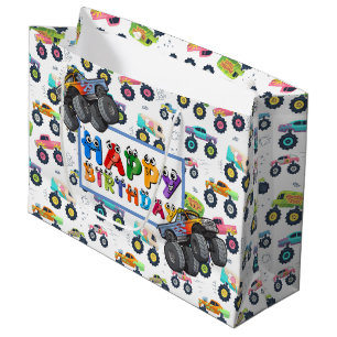 Kids Birthday Big Wheel Car And Trucks Large Gift Bag