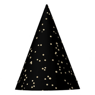 Kid's Birthday Black Gold Glitter Party Hat
