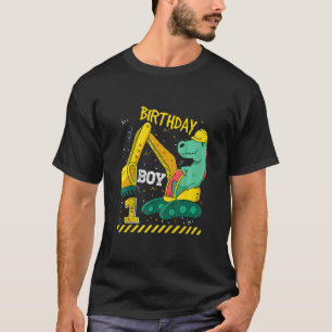 Kids Birthday Boy 1st Birthday Excavator Construct T-Shirt