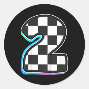 Kids Birthday Boy 2 Two 2nd Birthday Racing Car Fl Classic Round Sticker