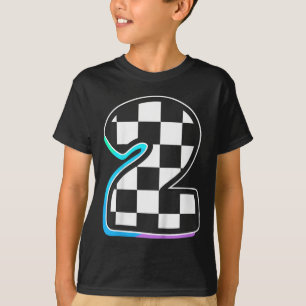 Kids Birthday Boy 2 Two 2nd Birthday Racing Car Fl T-Shirt