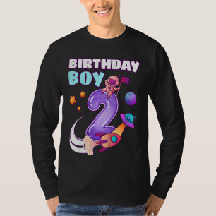 Kids Birthday Boy 2 Years Old Space Rocket Astrona T-Shirt
