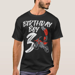 Kids Birthday Boy 3 Dirt Bike Cool Motocross 3rd B T-Shirt