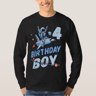 Kids Birthday Boy 4 Years Old Astronaut Planets In T-Shirt