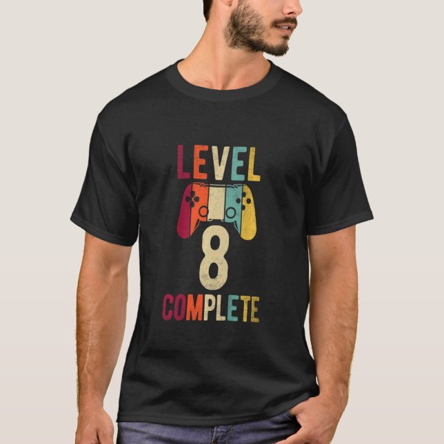 Kids Birthday Boy 8 Years  Gamer Gaming Level 8 Co T-Shirt (Front)