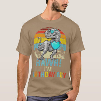 Kids Birthday Boy Dino Rex Dinosaur Boys Matching T-Shirt